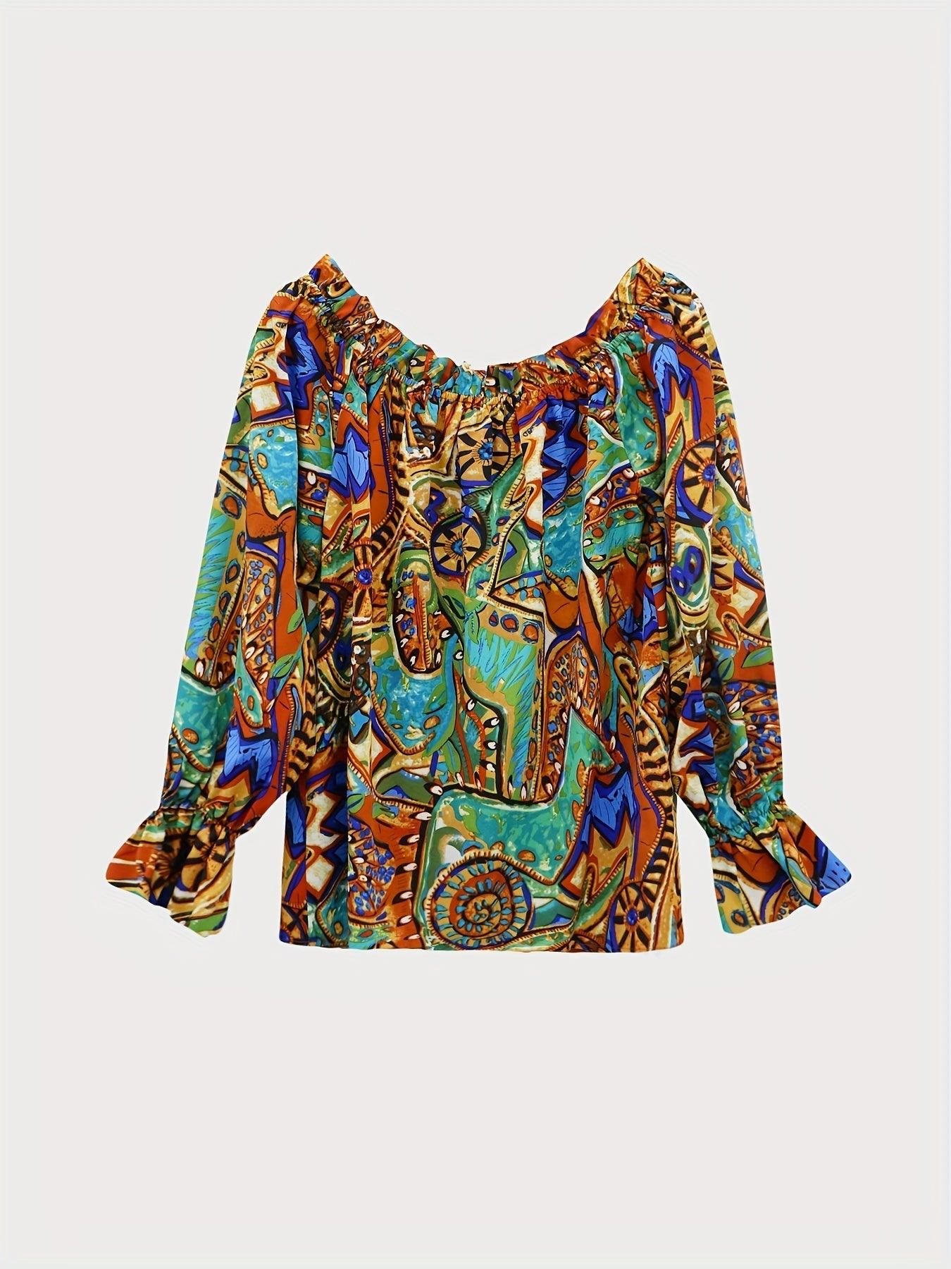 Off-Shoulder Boho Blouse With Long Sleeves For Women Rebooters Womens Shirts