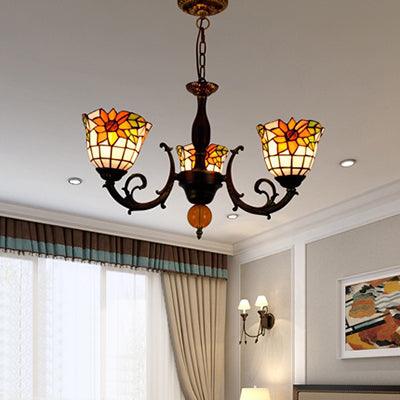 Bell Shade Chandelier Light Industrial Vintage Stained Glass - Rebooters