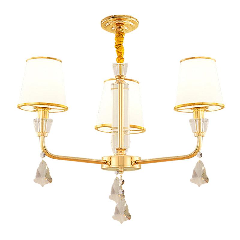 3-Head Chandelier Light Fixture Postmodern Bedroom Lamp Gold - Rebooters