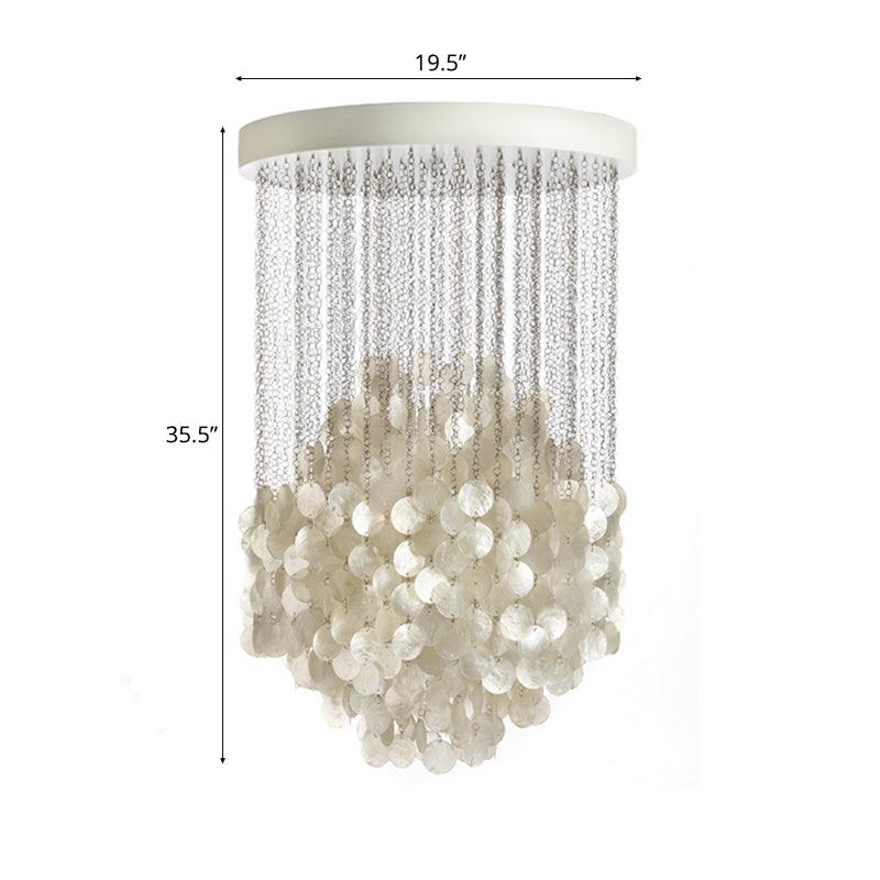 Wind Chime Chandelier Pendant Light Nordic Shell 4 Lights White - Rebooters