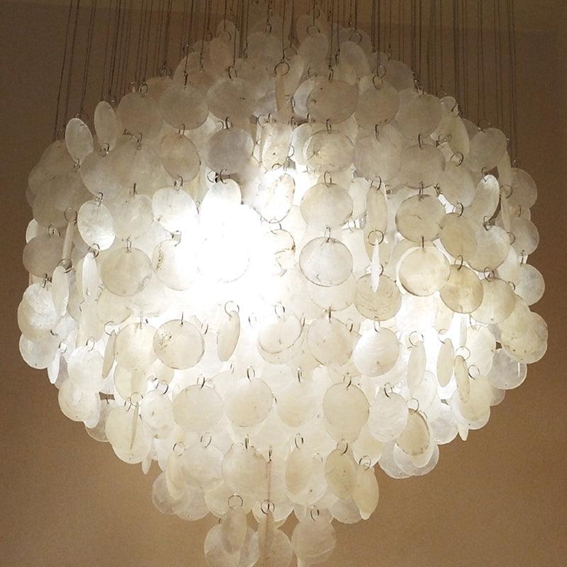 Wind Chime Chandelier Pendant Light Nordic Shell 4 Lights White - Rebooters