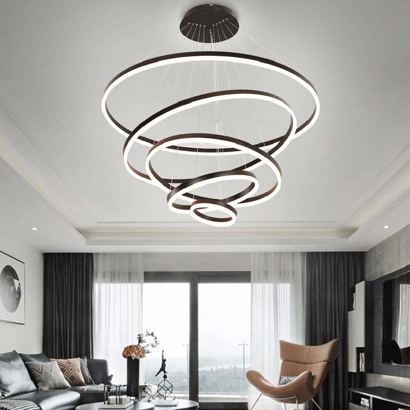 1/2/3-Ring Living Room Ceiling Light Black Chandelier - Rebooters