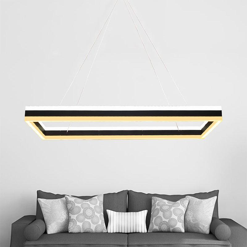 Acrylic Rectangular Ceiling Light Modern LED Black Pendant - Rebooters