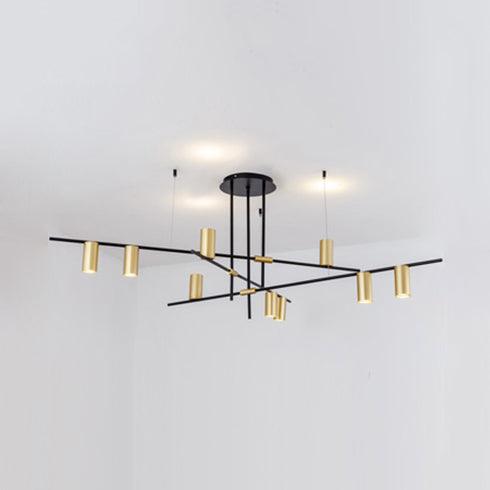 Asymmetrical Cylinder Chandelier Lighting Fixture Gold Ceiling Lamp - Rebooters