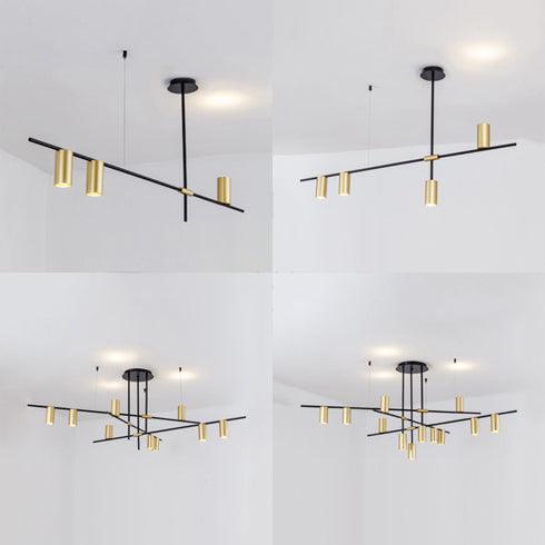 Asymmetrical Cylinder Chandelier Lighting Fixture Gold Ceiling Lamp - Rebooters