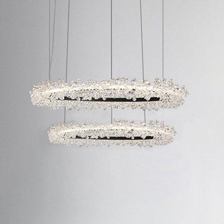 1/2/3-Light Black Ring Pendant Chandelier Modern Crystal Light - Rebooters