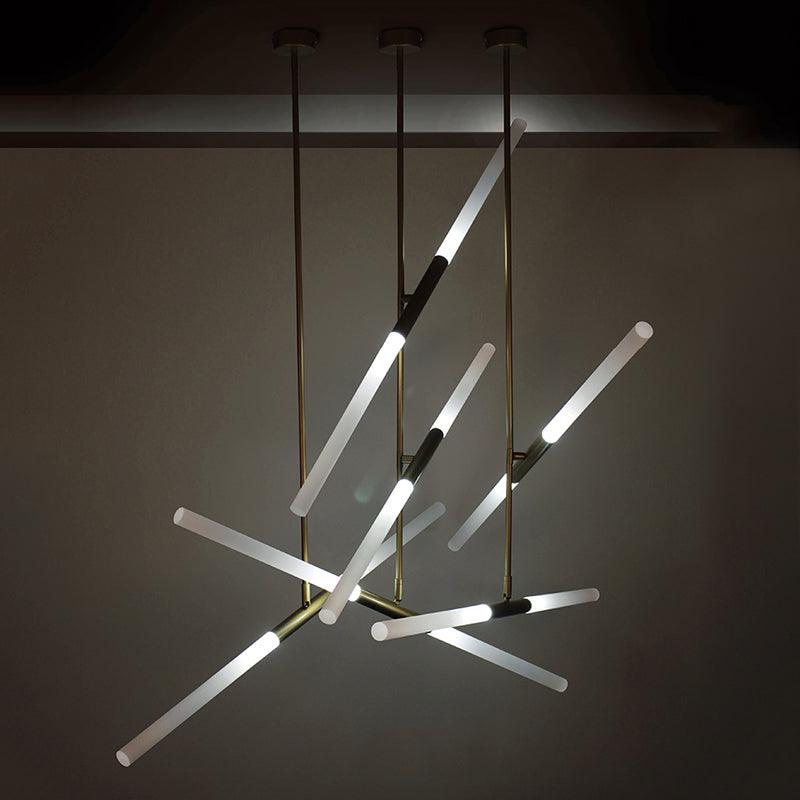 Acrylic Tubular Chandelier Modern 2/4/6 Lights Black White Gold Ceiling Pendant - Rebooters