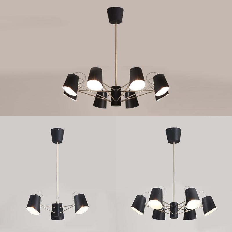 3/6/8 Lights Bucket Chandelier Light Black Pendant Fixture - Rebooters