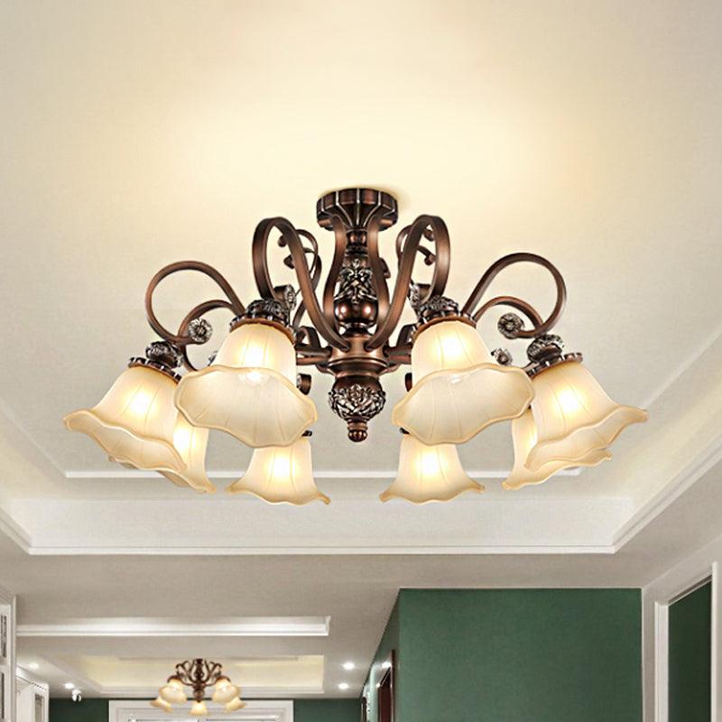 5/6/8 Lights Floral Shade Semi Flush Light for Living Room - Rebooters