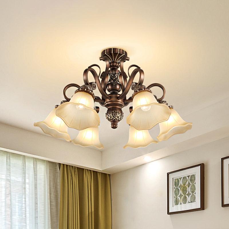 5/6/8 Lights Floral Shade Semi Flush Light for Living Room - Rebooters