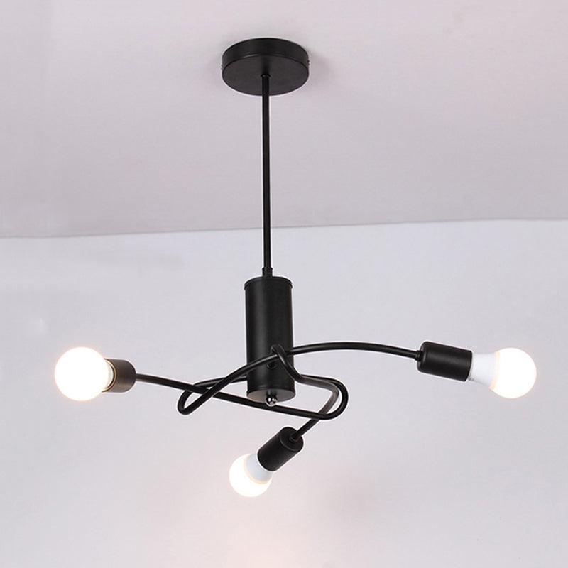 3/5 Lights Twirled Chandelier Light Industrial Vintage Black Lamp - Rebooters