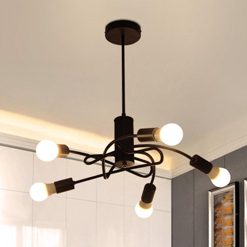 3/5 Lights Twirled Chandelier Light Industrial Vintage Black Lamp - Rebooters