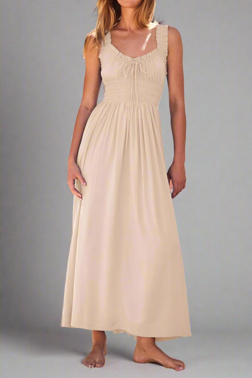 Matilda Sleeveless Maxi Dress with Flattering Ruched Detailing - Rebooters -Women's Dresses