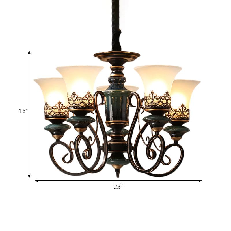 3/5/6-Bulb Chandelier Light Fixture with Bell Shade Opal Glass - Rebooters