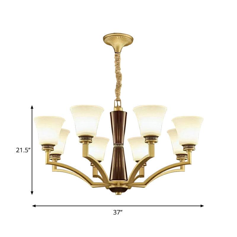 Bell Shaped Dining Room Ceiling Chandelier Antique Frosted Glass - Rebooters
