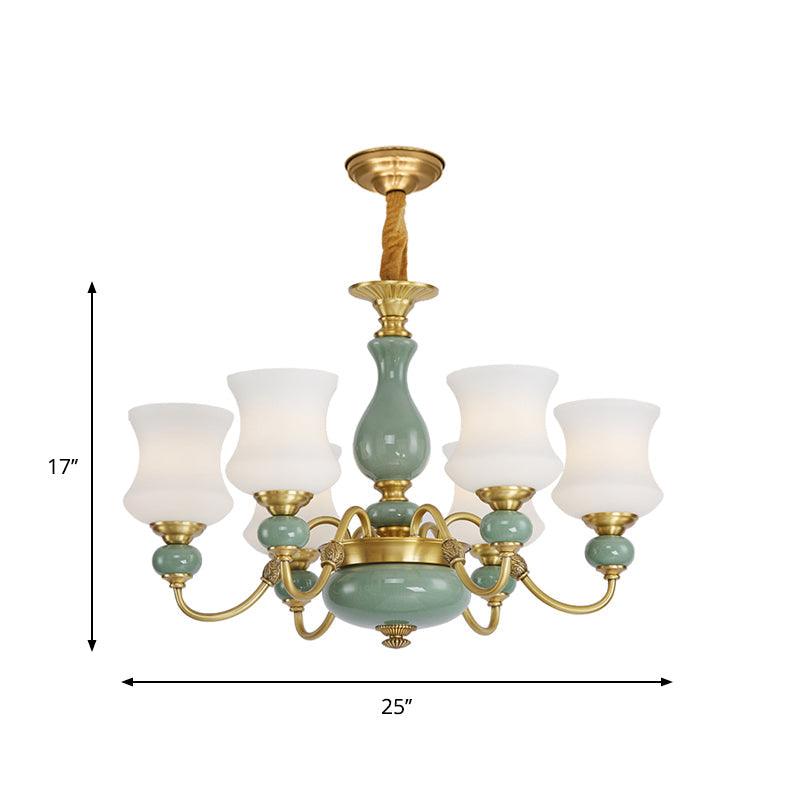 6/8 Bulbs Metallic Chandelier Light Vintage Gold Swooping Arm - Rebooters