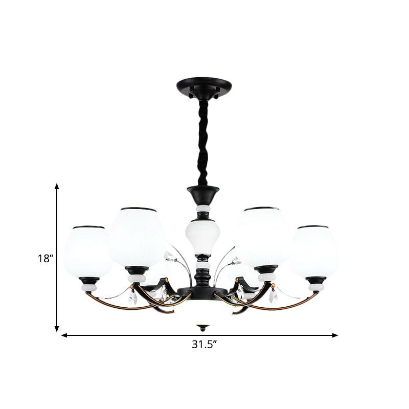 Black 3/6/8-Head Ceiling Chandelier Cream Glass Shade - Rebooters