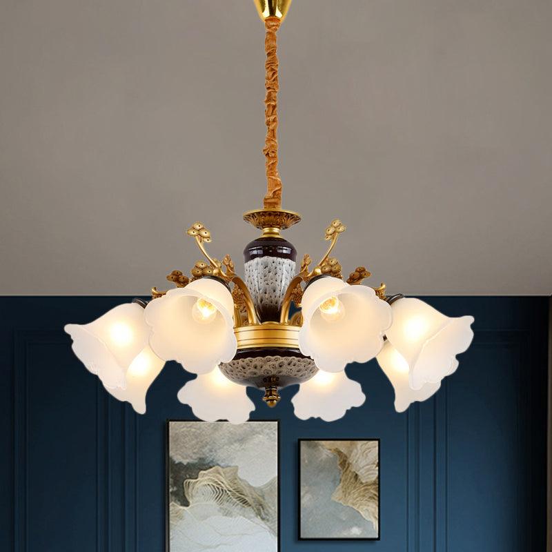 Antique Swooping Arm Chandelier Light Black-Gold Metal Lamp - Rebooters