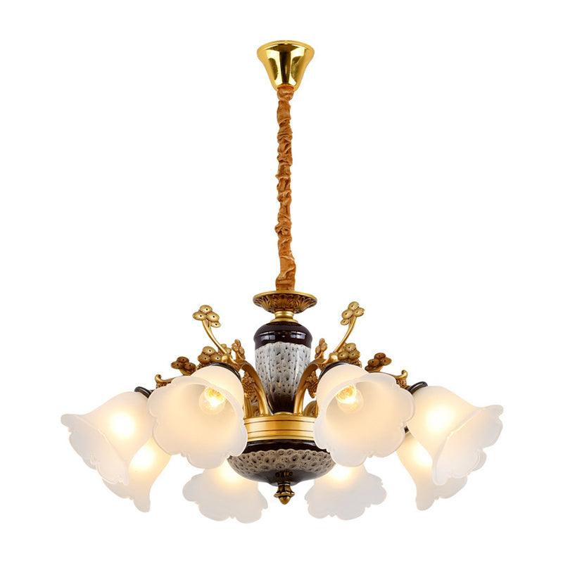 Antique Swooping Arm Chandelier Light Black-Gold Metal Lamp - Rebooters