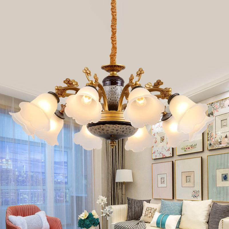 Antique Swooping Arm Chandelier Light Black-Gold Metal Lamp - Rebooters