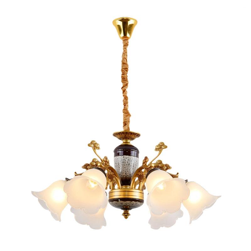 Antique Swooping Arm Chandelier Light Black-Gold Metal Lamp - Rebooters