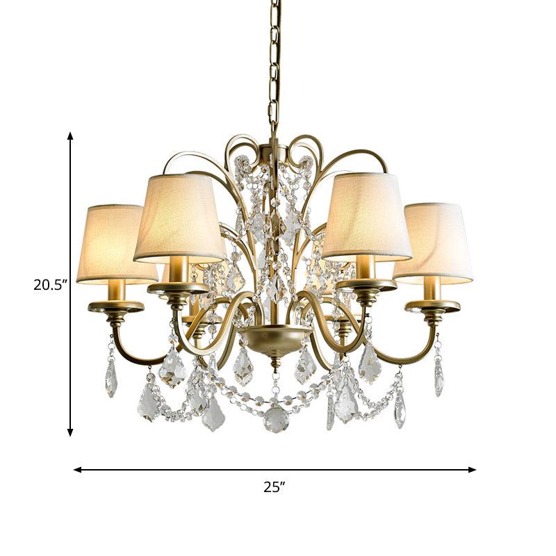 6 Heads Suspension Light with Tapered Crystal Stands Gold Chandelier - Rebooters