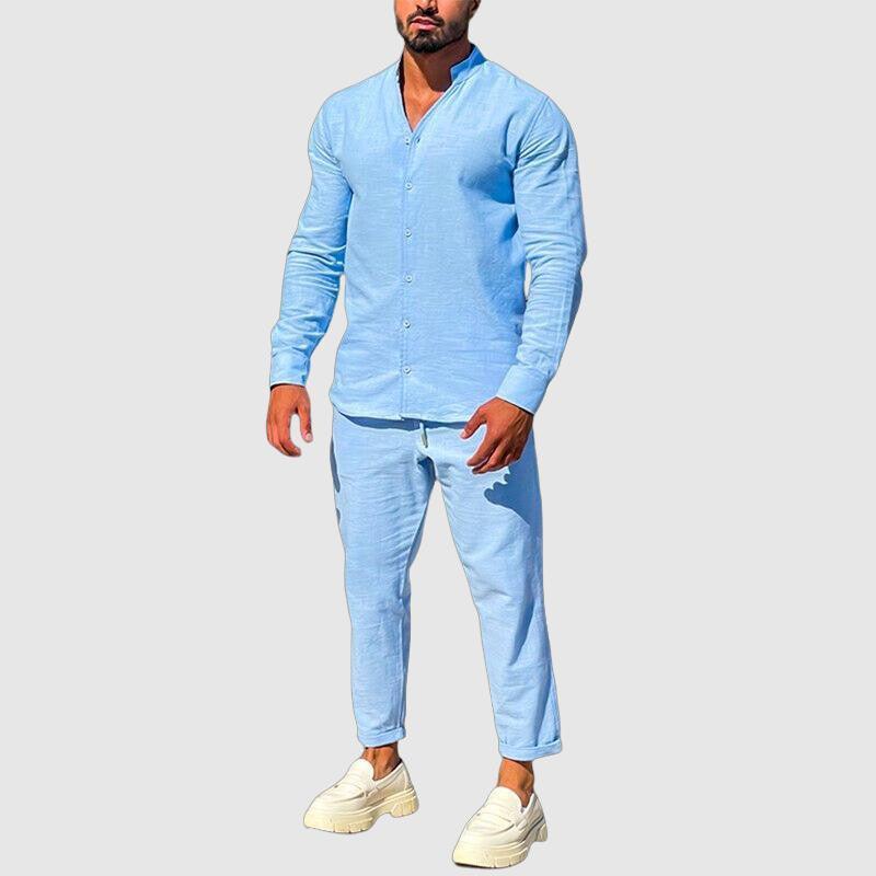 Men’s Slim Fit Linen Set for Stylish Summer Comfort Rebooters mens 2 piece set