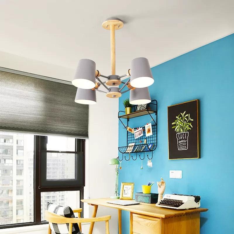 Bedroom Chandelier for Kids Wood Hanging Fixture Macaron - Rebooters