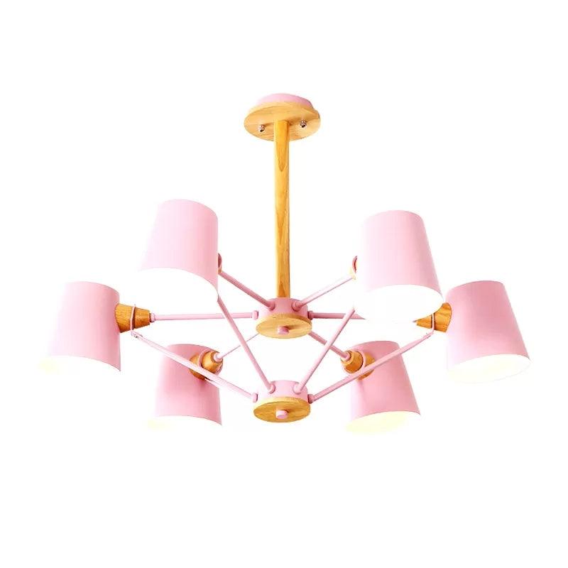 Bedroom Chandelier for Kids Wood Hanging Fixture Macaron - Rebooters