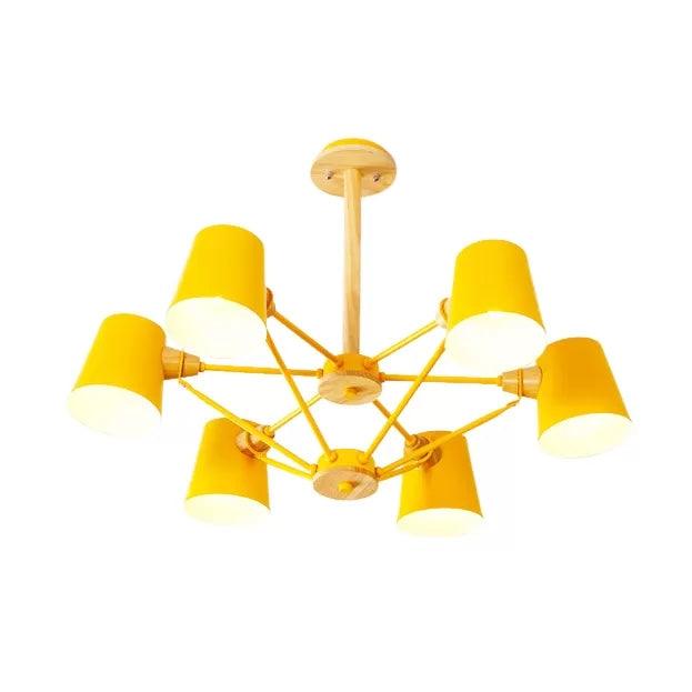 Bedroom Chandelier for Kids Wood Hanging Fixture Macaron - Rebooters