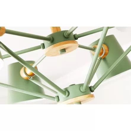 Bedroom Chandelier for Kids Wood Hanging Fixture Macaron - Rebooters