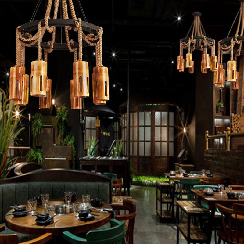 Bamboo Chandelier Lamp Lodge Style Multi Lights Pendant - Rebooters