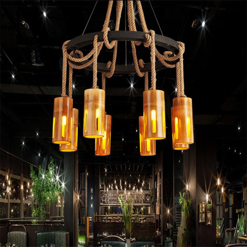 Bamboo Chandelier Lamp Lodge Style Multi Lights Pendant - Rebooters