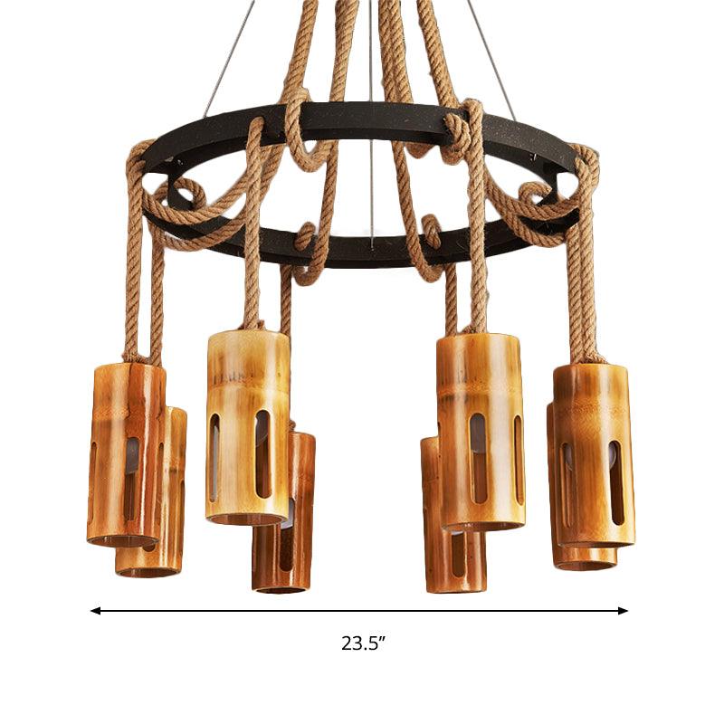 Bamboo Chandelier Lamp Lodge Style Multi Lights Pendant - Rebooters