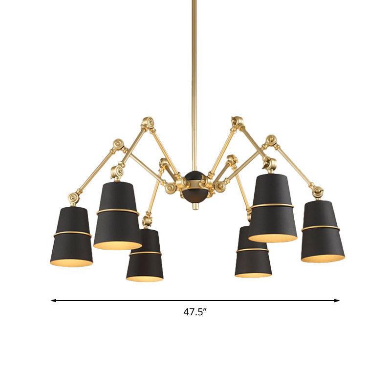 6 Lights Spider Chandelier Light with Cone Shade Retro Style - Rebooters