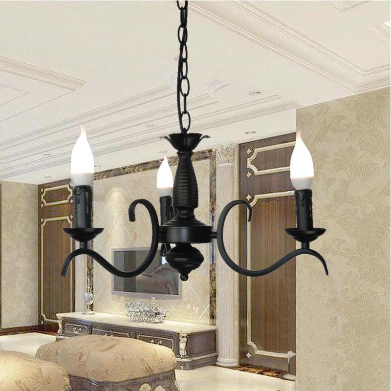 3/5 Heads Flameless Candle Chandelier Vintage Black Lamp - Rebooters