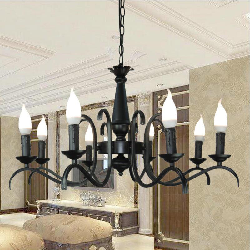 3/5 Heads Flameless Candle Chandelier Vintage Black Lamp - Rebooters