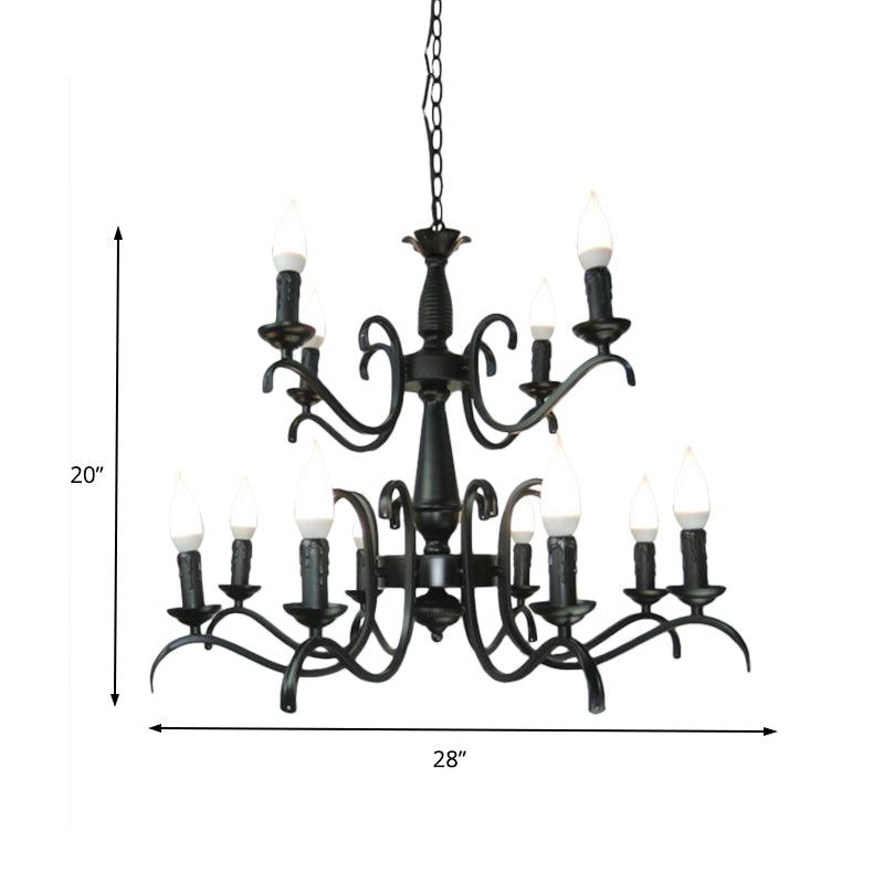 3/5 Heads Flameless Candle Chandelier Vintage Black Lamp - Rebooters