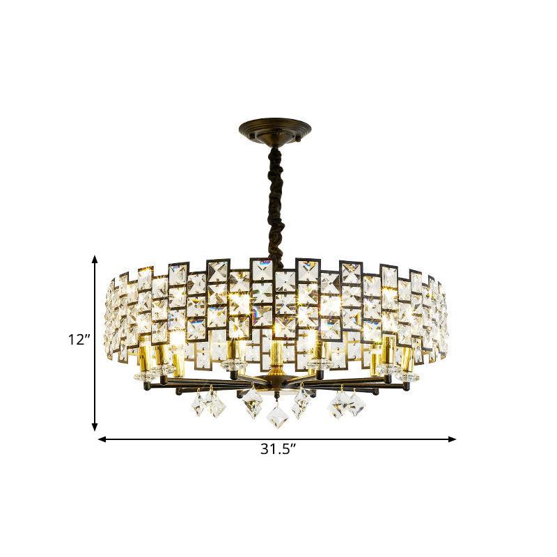8/12 Heads Hanging Lamp Traditional Circular Crystal Chandelier - Rebooters