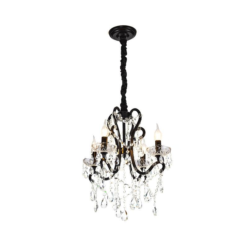 4/5 Lights Crystal Stands Chandelier Light Modern Black Ceiling Fixture - Rebooters