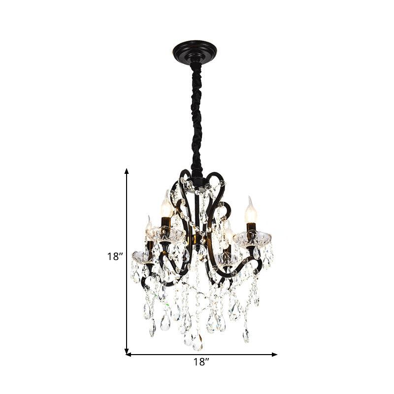 4/5 Lights Crystal Stands Chandelier Light Modern Black Ceiling Fixture - Rebooters