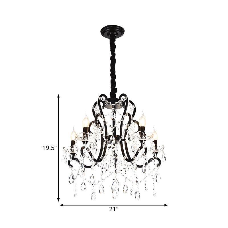 4/5 Lights Crystal Stands Chandelier Light Modern Black Ceiling Fixture - Rebooters
