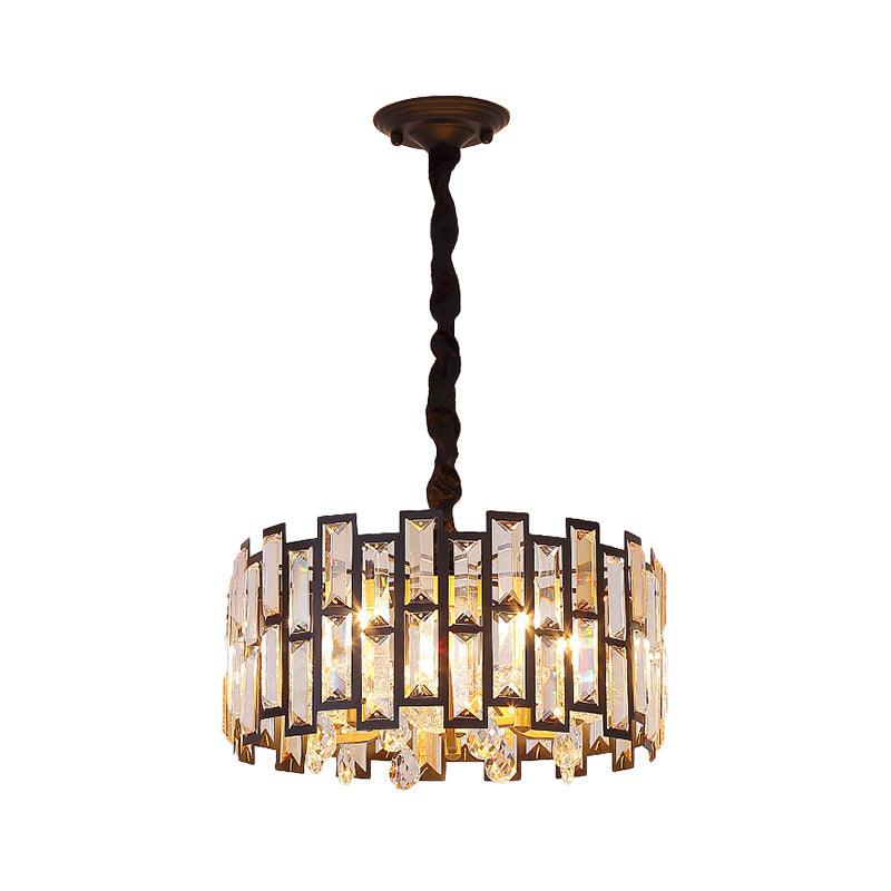 6/5 Lights Crystal-Encrusted Ceiling Chandelier Modern Gold Round Bedroom Hanging Lamp 19.5 Inch Wide - Rebooters