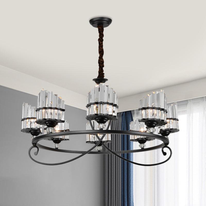 6/8 Lights Rectangle Light Chandelier with Ring Design - Rebooters