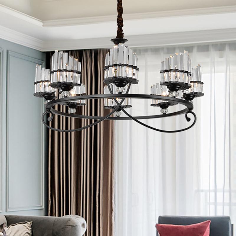 6/8 Lights Rectangle Light Chandelier with Ring Design - Rebooters