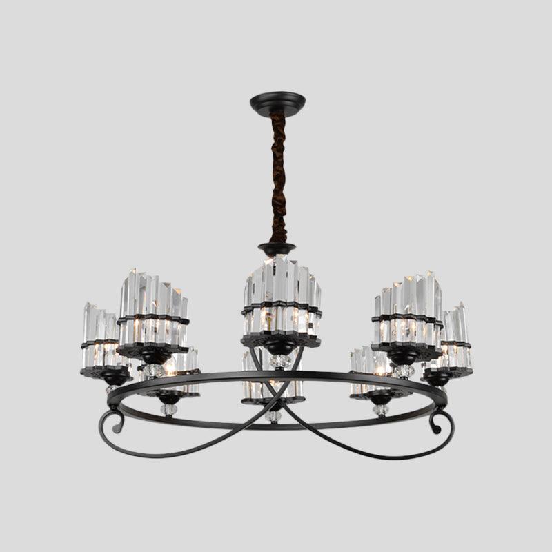 6/8 Lights Rectangle Light Chandelier with Ring Design - Rebooters