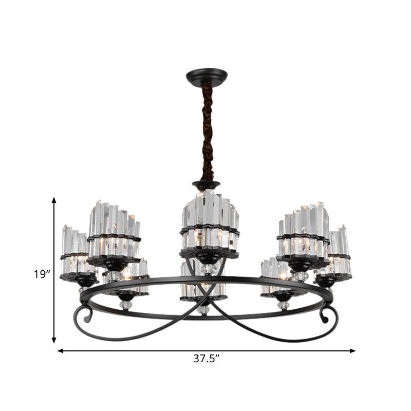 6/8 Lights Rectangle Light Chandelier with Ring Design - Rebooters