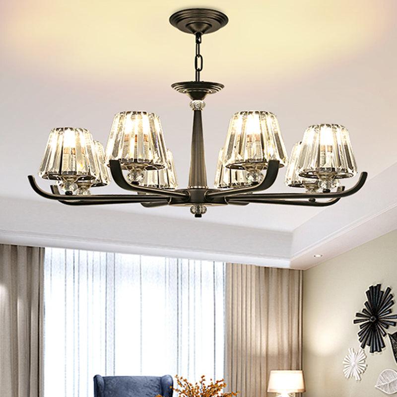 3/8 Heads Chandelier Light with Tapered Crystal Ceiling Fixture - Rebooters