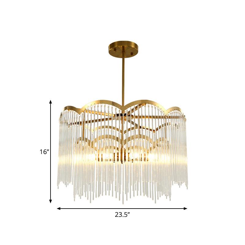 8 Heads Wavy Metal Frame Chandelier Modern Gold Crystal Light - Rebooters