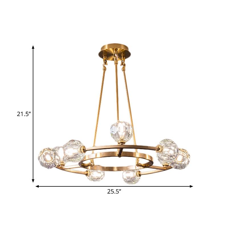 9 Heads Crystal Balls Chandelier Lamp Modern Gold Wheel Light - Rebooters
